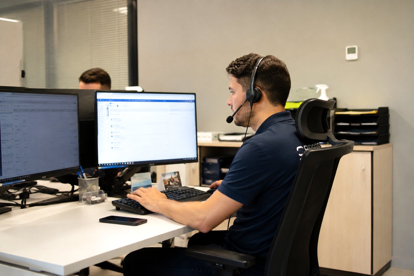 Técnico de ANTEK IT atendiendo a un cliente
